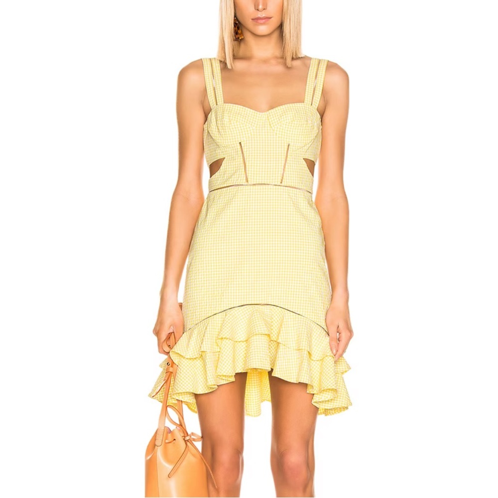 JONATHAN SIMKHAI
Seersucker Gingham Cutout Mini Dress